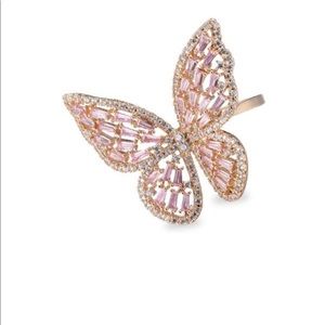 Eye Candy The Luxe Collection pink stone butterfly statement ring and earrings